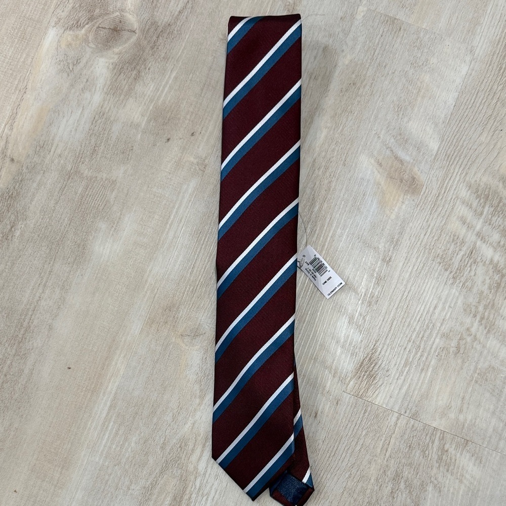 Old Navy Burgundy Tie with Blue and White Stripes